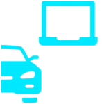 Car diagnostics icon featuring a vehicle and a computer screen, representing vehicle maintenance and repair services offered by Medway Vehicle Services.