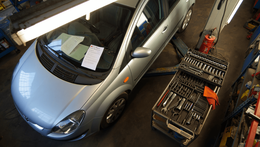 Car booked in for an MOT retest at a Medway garage.